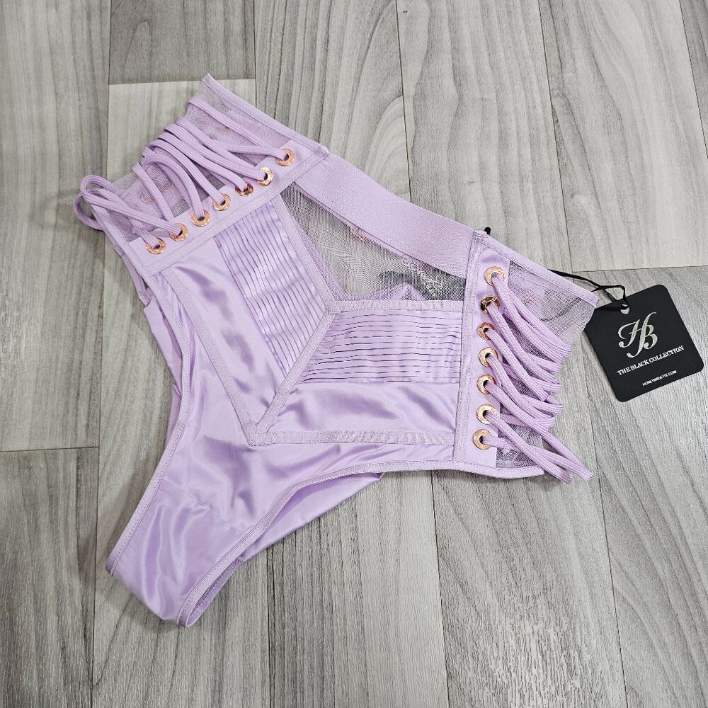 NWT Honey Birdette Jerry Lilac Satin Panty Brief Size XS